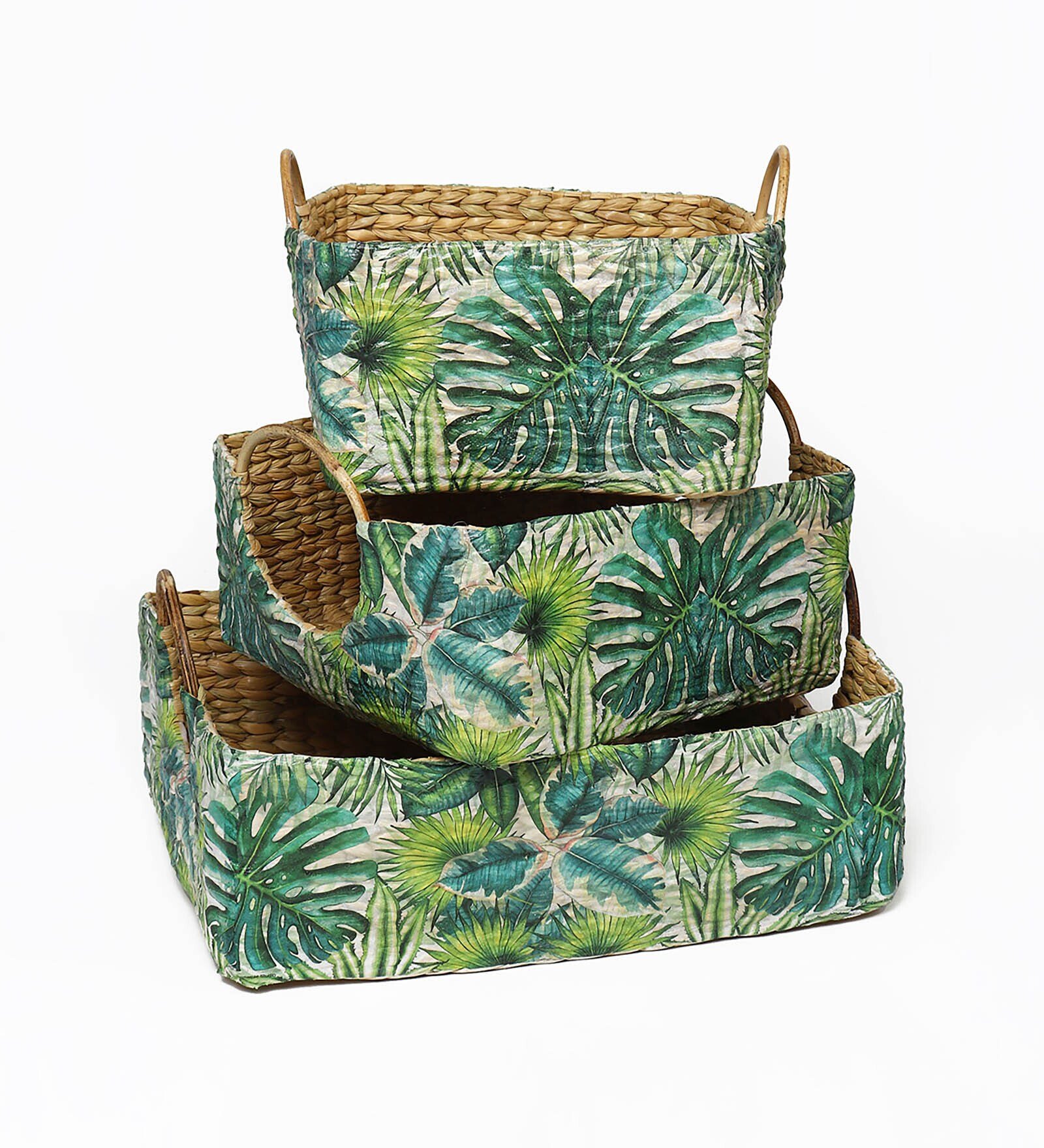 Multicolor Natural Fibre Set of 3 Basket